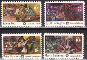 США, 1975, 200 лет США, Герои Войны за Независимость, 4 марки